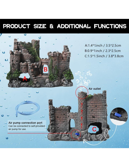Decoración de Acuario Castillo PTFJZ 20.1x8.4x14.5cm