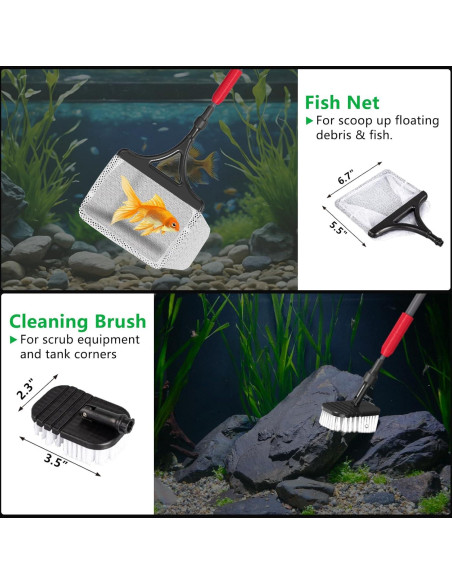 Kit de limpieza de acuario 6 en 1 SYSENCIAGA con mango ajustable