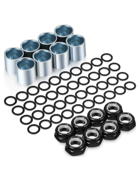 Kit de Hardware para Skateboard Hotop 56 Piezas - Espaciadores, Tuercas y Anillos