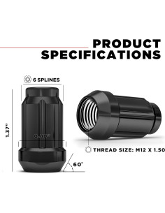 Tuercas de Rueda Caballero Blanco 3807BK-20AM Cromo Negro M12x1.50 2