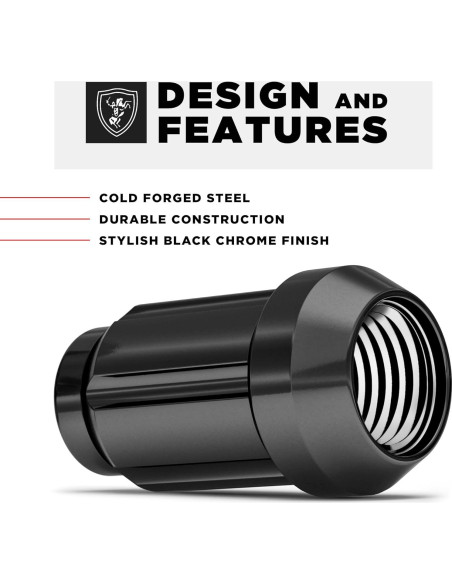 Tuercas de Rueda Caballero Blanco 3807BK-20AM Cromo Negro M12x1.50