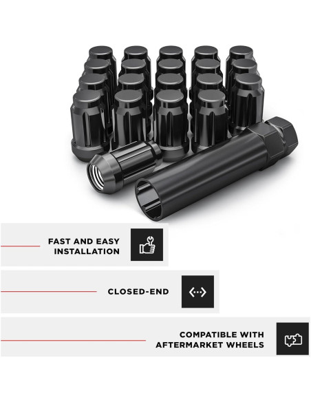 Tuercas de Rueda Caballero Blanco 3807BK-20AM Cromo Negro M12x1.50