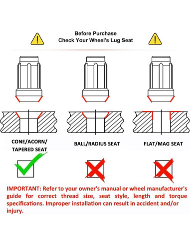 Tuercas de Rueda Caballero Blanco 3807BK-20AM Cromo Negro M12x1.50