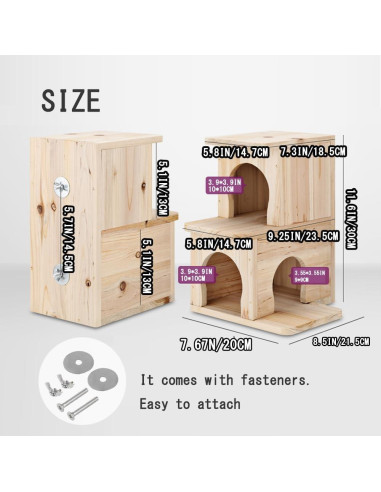 Casa de Chinchilla de Madera Natural 2 Pisos CHIIRAKU 30x19cm