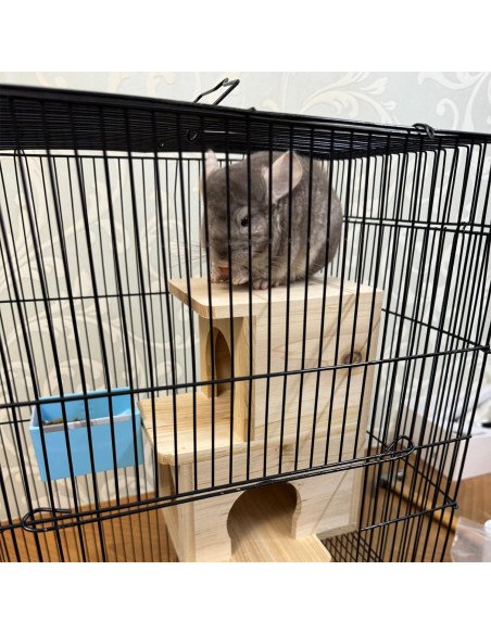 Casa de Chinchilla de Madera Natural 2 Pisos CHIIRAKU 30x19cm