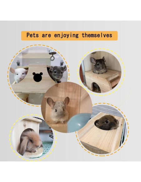 Casa de Chinchilla de Madera Natural 2 Pisos CHIIRAKU 30x19cm