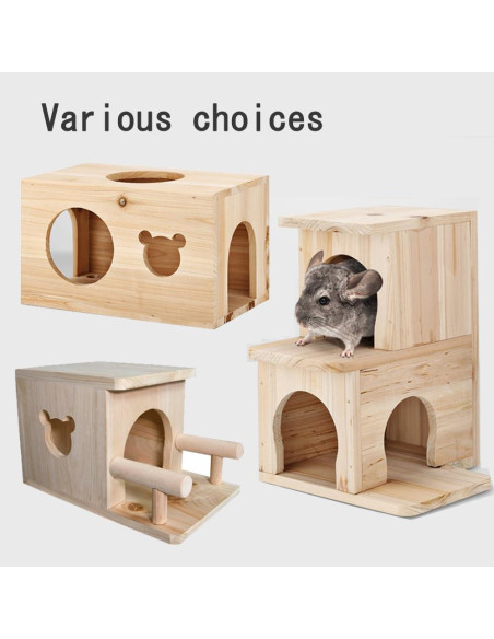 Casa de Chinchilla de Madera Natural 2 Pisos CHIIRAKU 30x19cm