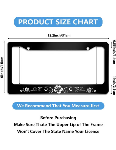 Marco de Placa de Licencia NEWCOCO Hibisco 30.9x16 cm Acero Inoxidable