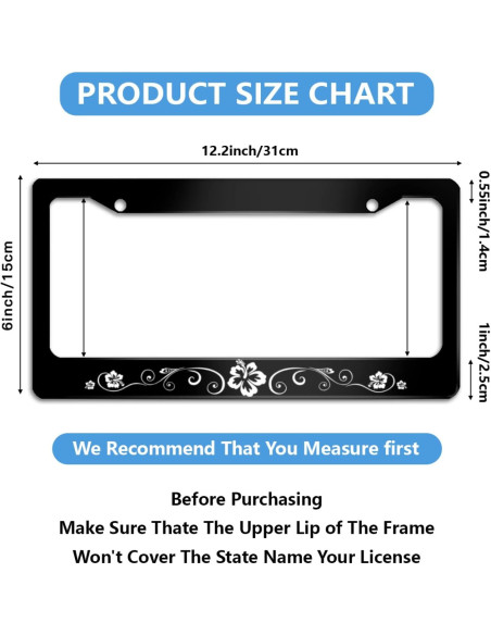 Marco de Placa de Licencia NEWCOCO Hibisco 30.9x16 cm Acero Inoxidable