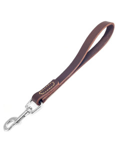 Correa corta de perro HONGSAGE de cuero 30.48 cm con gancho 360