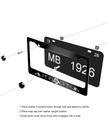 Marco de Placa de Licencia NEWCOCO Hibisco 30.9x16 cm Acero Inoxidable