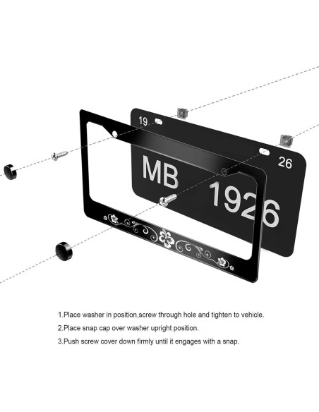 Marco de Placa de Licencia NEWCOCO Hibisco 30.9x16 cm Acero Inoxidable