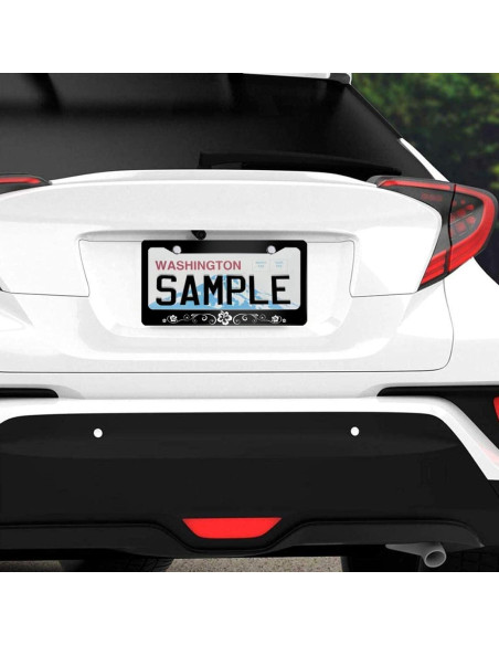 Marco de Placa de Licencia NEWCOCO Hibisco 30.9x16 cm Acero Inoxidable