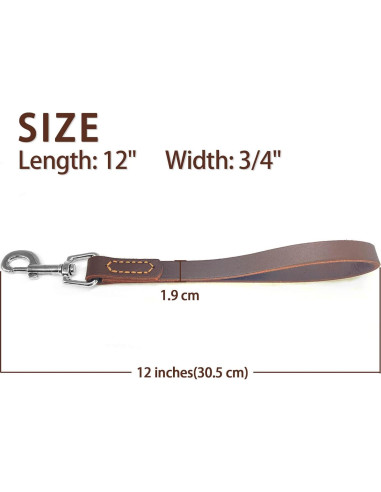 Correa corta de perro HONGSAGE de cuero 30.48 cm con gancho 360