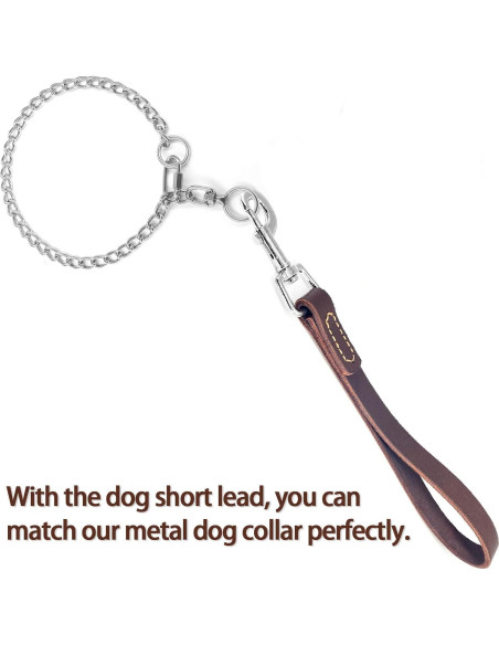 Correa corta de perro HONGSAGE de cuero 30.48 cm con gancho 360