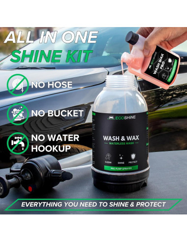 Kit de Lavado y Cera Sin Agua Ecoshine 8 Fl Oz - Detalle Rápido