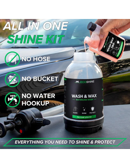 Kit de Lavado y Cera Sin Agua Ecoshine 8 Fl Oz - Detalle Rápido