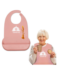 Bibs de Silicona Ajustables para Adultos Rosa - Lavables y Reutilizables