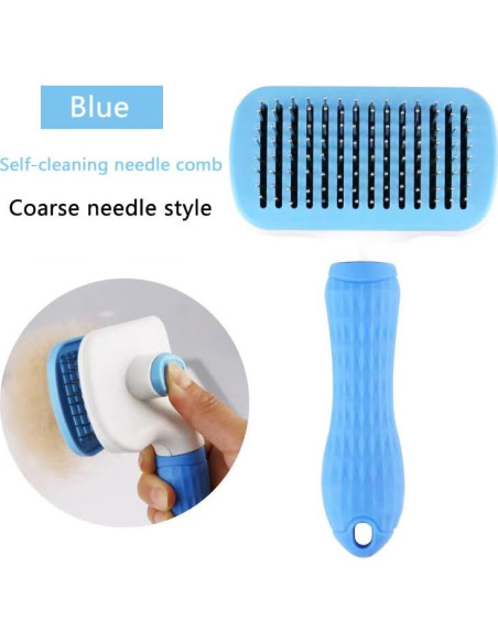 Cepillo Autolimpiante Slicker WLPHHM para Perros y Gatos Azul