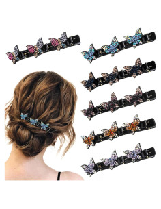 Clips de Pelo Trenzados Nogeqi en Forma de Mariposa Brillante