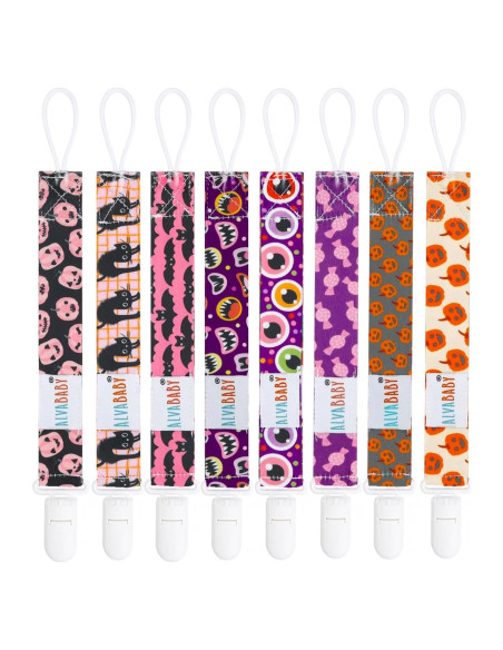 ALVABABY Clip de Chupete Halloween 8 Piezas Unisex