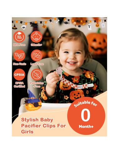 ALVABABY Clip de Chupete Halloween 8 Piezas Unisex