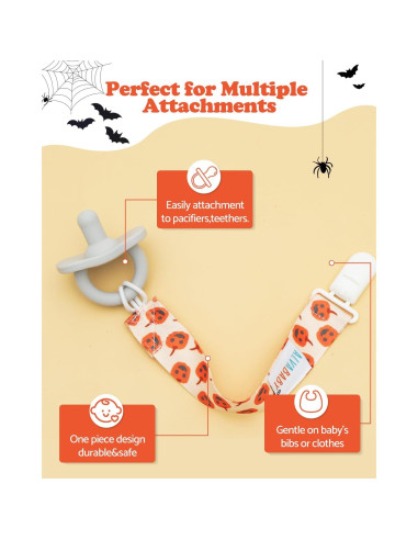 ALVABABY Clip de Chupete Halloween 8 Piezas Unisex