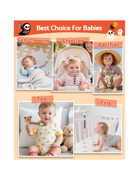 ALVABABY Clip de Chupete Halloween 8 Piezas Unisex