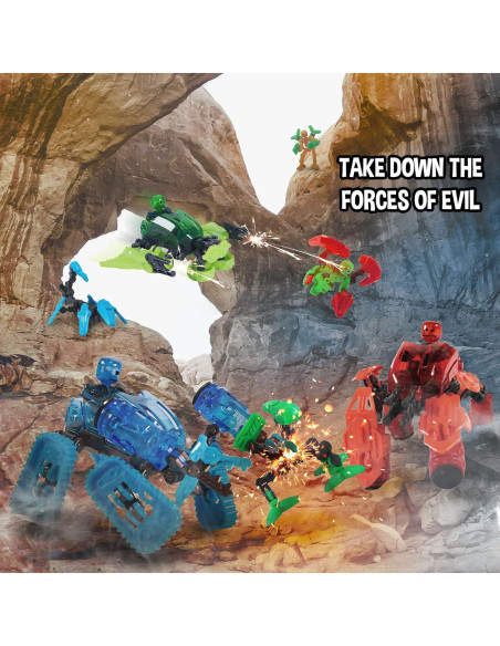 Klikbot Megabots Zing - Stop Motion Rojo, 3 Figuras y Accesorios