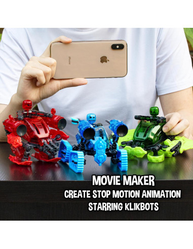 Klikbot Megabots Zing - Stop Motion Rojo, 3 Figuras y Accesorios