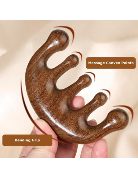 Masajeador de cuero cabelludo Doumewor de sándalo 6.35cm