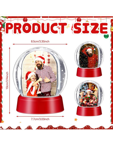 Globo de Nieve DIY Wettarn Rojo con Base para Fotos 10.8 cm