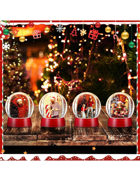 Globo de Nieve DIY Wettarn Rojo con Base para Fotos 10.8 cm
