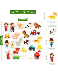 Adhesivos de Gel Grueso Tevxj Animales de Granja 23 PCS 2