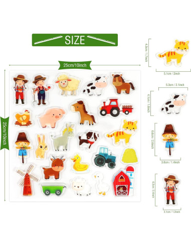 Adhesivos de Gel Grueso Tevxj Animales de Granja 23 PCS