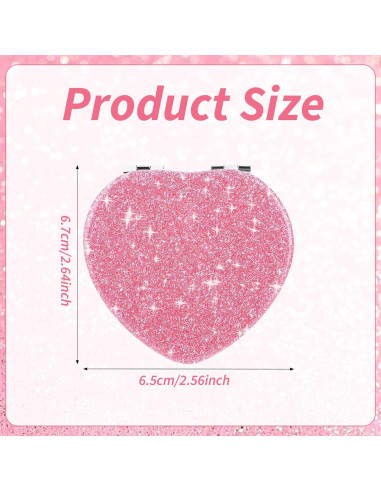 Espejo Plegable Doble Cara Dimeho Rosa Corazón 6.7 cm