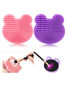 Almohadilla de Limpieza de Brochas TailaiMei 2 en 1 Rosa y Púrpura