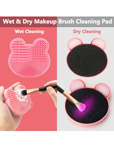 Almohadilla de Limpieza de Brochas TailaiMei 2 en 1 Rosa y Púrpura 2