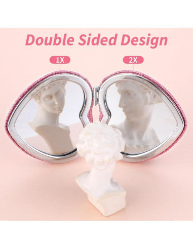 Espejo Plegable Doble Cara Dimeho Rosa Corazón 6.7 cm