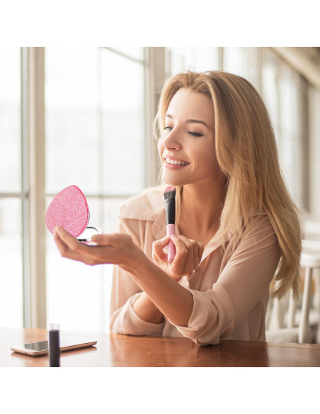 Espejo Plegable Doble Cara Dimeho Rosa Corazón 6.7 cm