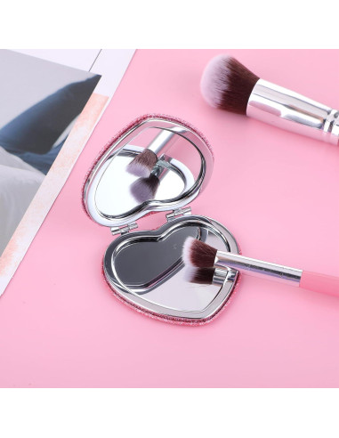 Espejo Plegable Doble Cara Dimeho Rosa Corazón 6.7 cm