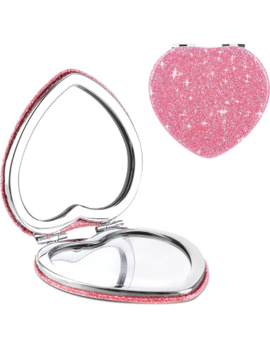 Espejo Plegable Doble Cara Dimeho Rosa Corazón 6.7 cm