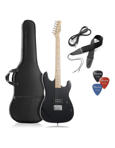 Guitarra Eléctrica Davison 39" Completa Negra con Accesorios