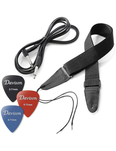 Guitarra Eléctrica Davison 39" Completa Negra con Accesorios