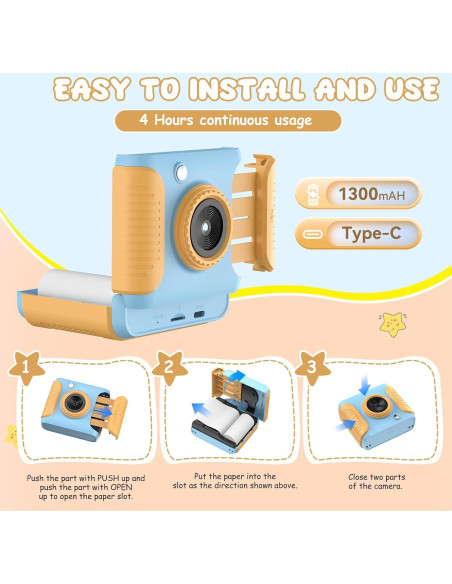 Cámara Instantánea Infantil GigaMinds C33 2.4" Azul