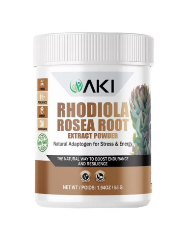 Polvo de raíz de Rhodiola Rosea AKI 55g - Sin aditivos
