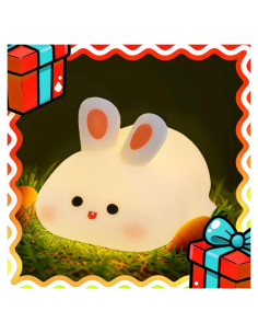 Luz Nocturna Conejo Blanco Icotoibabie Táctil Recargable 3 Niveles