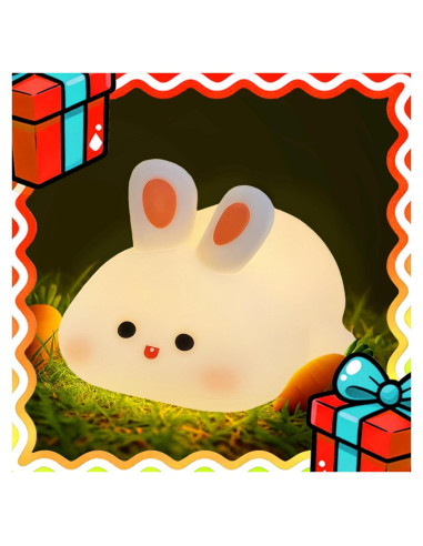 Luz Nocturna Conejo Blanco Icotoibabie Táctil Recargable 3 Niveles