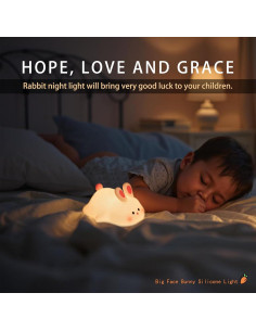 Luz Nocturna Conejo Blanco Icotoibabie Táctil Recargable 3 Niveles 2