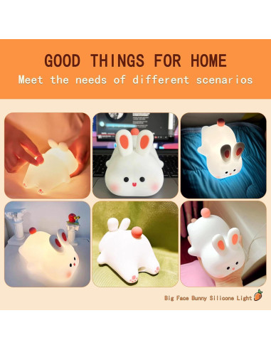 Luz Nocturna Conejo Blanco Icotoibabie Táctil Recargable 3 Niveles